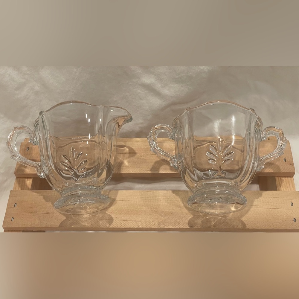 🥳BOGO! Fostoria Glass “Baroque” Clear Glass Creamer & Open Sugar Set.